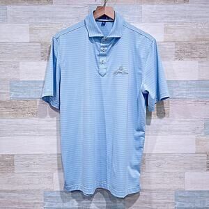 STITCH Performance Golf Polo Shirt Blue Stripe King & Prince Golf Mens Medium